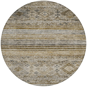 Homeroots 3' Artichoke Green Blue And Black Floral Washable Area Rug For Indoor And Outdoor Spaces 8' Round Polyester 606178