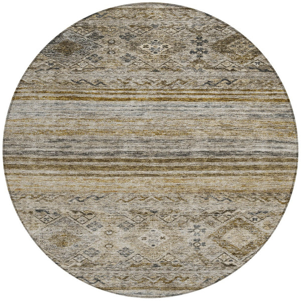 Homeroots 3' Artichoke Green Blue And Black Floral Washable Area Rug For Indoor And Outdoor Spaces 8' Round Polyester 606178