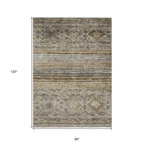 Homeroots 3' Artichoke Green Blue And Black Floral Washable Area Rug For Indoor And Outdoor Spaces 8' X 10' Polyester 606179