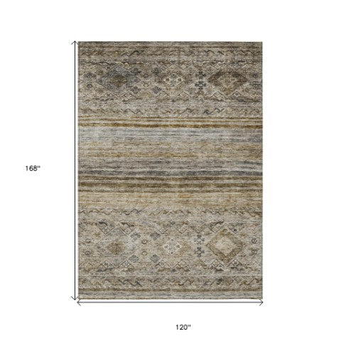Homeroots 3' Artichoke Green Blue And Black Floral Washable Area Rug For Indoor And Outdoor Spaces 10' X 14' Polyester 606181