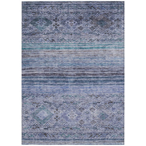 Homeroots 3' Artichoke Green Blue And Black Floral Washable Area Rug For Indoor And Outdoor Spaces 3' X 5' Polyester 606182