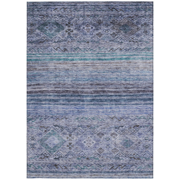 Homeroots 3' Artichoke Green Blue And Black Floral Washable Area Rug For Indoor And Outdoor Spaces 3' X 5' Polyester 606182