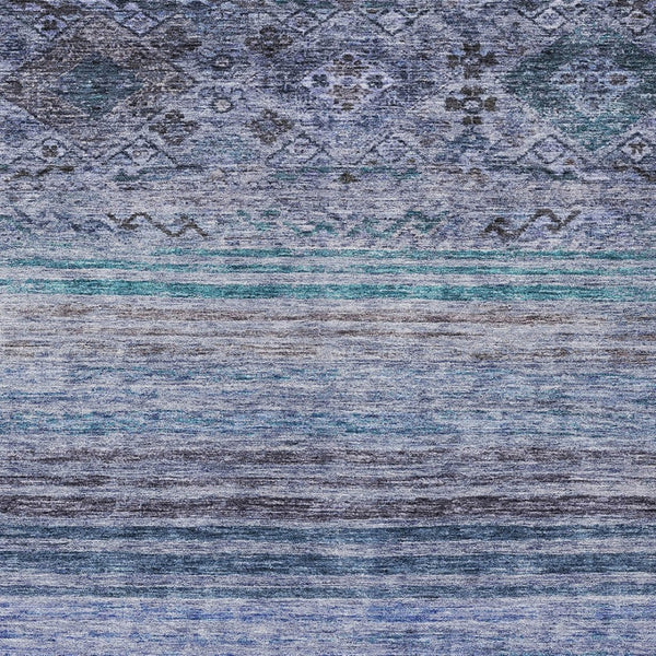 Homeroots 3' Artichoke Green Blue And Black Floral Washable Area Rug For Indoor And Outdoor Spaces 8' X 10' Polyester 606185