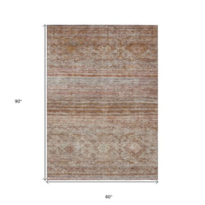 Homeroots 3' Artichoke Green Blue And Black Floral Washable Area Rug For Indoor And Outdoor Spaces 5' X 8' Polyester 606189