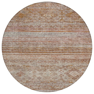 HomeRoots 5' Indoor Outdoor Floral Area Rug in Copper, Tan, and Beige - Stylish, Durable & Washable Design 8' Round 606190