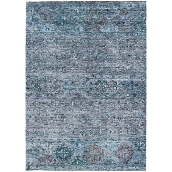 Homeroots 3' Blue And Gray Floral Washable Indoor Outdoor Area Rug – Durable, Stylish, Perfect For Any Space 3' X 5' Polyester 606194