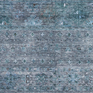 Homeroots 3' Blue And Gray Floral Washable Indoor Outdoor Area Rug – Durable, Stylish, Perfect For Any Space 3' X 5' Polyester 606194