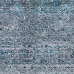 Homeroots 3' Blue And Gray Floral Washable Indoor Outdoor Area Rug – Durable, Stylish, Perfect For Any Space 5' X 8' Polyester 606195