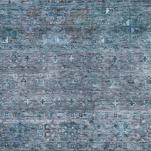 Homeroots 3' Blue And Gray Floral Washable Indoor Outdoor Area Rug – Durable, Stylish, Perfect For Any Space 8' X 10' Polyester 606197