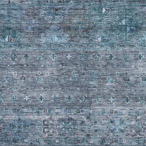 Homeroots 3' Blue And Gray Floral Washable Indoor Outdoor Area Rug – Durable, Stylish, Perfect For Any Space 8' X 10' Polyester 606197