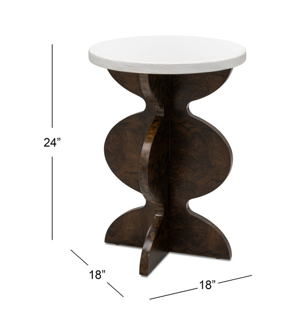 Basset Mirror Paloma Accent Table – Elegant Blended Design With Richly Carved Wood Base & Chic Plaster Finish Top Brown Rubberwood,Mdf,Black Walnut Burl Veneer,Plaster 6062-lr-223
