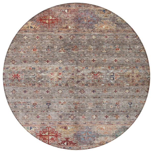 Homeroots 3' Blue And Gray Floral Washable Indoor Outdoor Area Rug – Durable, Stylish, Perfect For Any Space 8' Round Polyester 606202