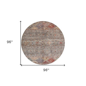 Homeroots 3' Blue And Gray Floral Washable Indoor Outdoor Area Rug – Durable, Stylish, Perfect For Any Space 8' Round Polyester 606202