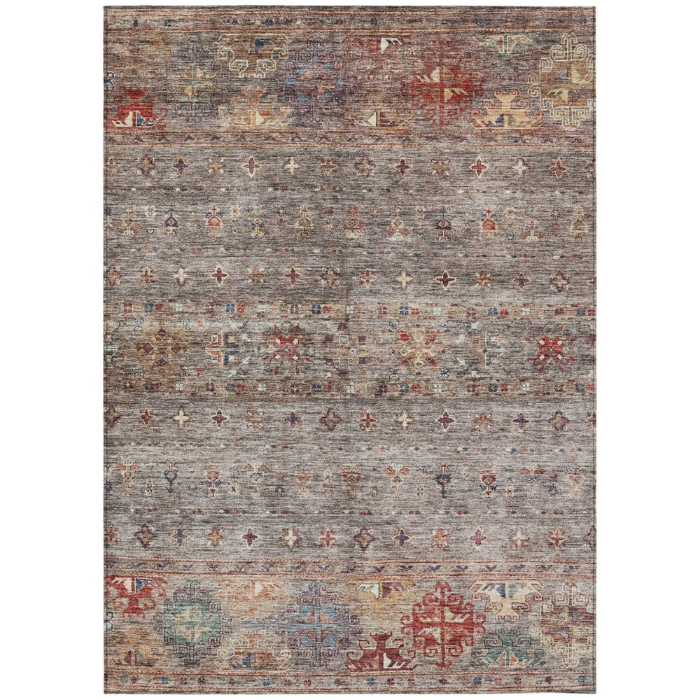 HomeRoots 9' Washable Floral Area Rug for Indoor & Outdoor Use - Gray, Tan, Terra Cotta - Durable & Stylish! 606204