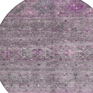 Homeroots 3' Blue And Gray Floral Washable Indoor Outdoor Area Rug – Durable, Stylish, Perfect For Any Space 8' Round Polyester 606208