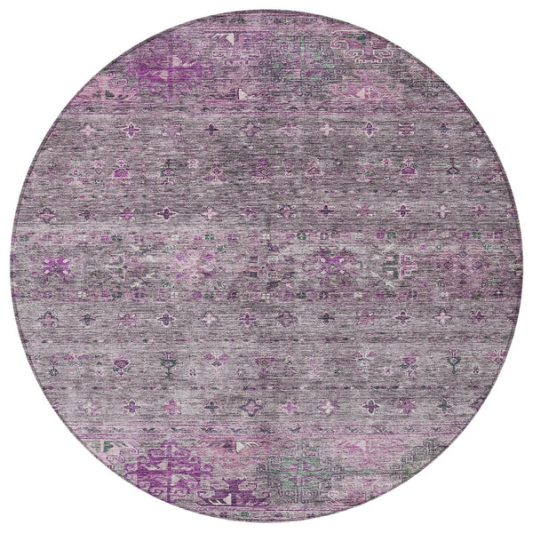 Homeroots 3' Blue And Gray Floral Washable Indoor Outdoor Area Rug – Durable, Stylish, Perfect For Any Space 8' Round Polyester 606208