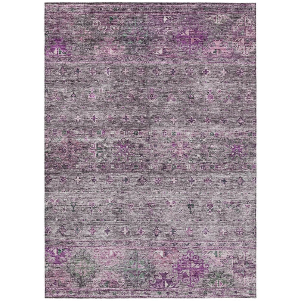 HomeRoots 9' X 12' Purple and Gray Floral Area Rug – Stylish, Washable, Durable for Indoor & Outdoor Living Spaces 606210