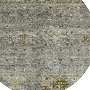 Homeroots 3' Blue And Gray Floral Washable Indoor Outdoor Area Rug – Durable, Stylish, Perfect For Any Space 8' Round Polyester 606214