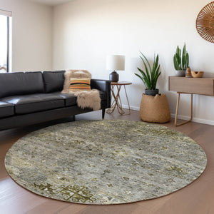 Homeroots 3' Blue And Gray Floral Washable Indoor Outdoor Area Rug – Durable, Stylish, Perfect For Any Space 8' Round Polyester 606214