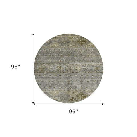 Homeroots 3' Blue And Gray Floral Washable Indoor Outdoor Area Rug – Durable, Stylish, Perfect For Any Space 8' Round Polyester 606214