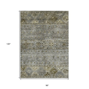 Homeroots 3' Blue And Gray Floral Washable Indoor Outdoor Area Rug – Durable, Stylish, Perfect For Any Space 8' X 10' Polyester 606215