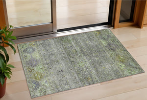 Homeroots 3' Blue And Gray Floral Washable Indoor Outdoor Area Rug – Durable, Stylish, Perfect For Any Space 3' X 5' Polyester 606218