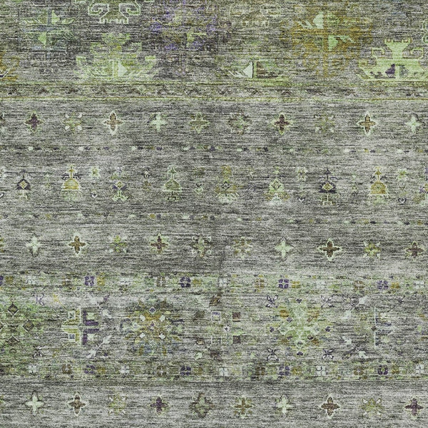 Homeroots 3' Blue And Gray Floral Washable Indoor Outdoor Area Rug – Durable, Stylish, Perfect For Any Space 5' X 8' Polyester 606219