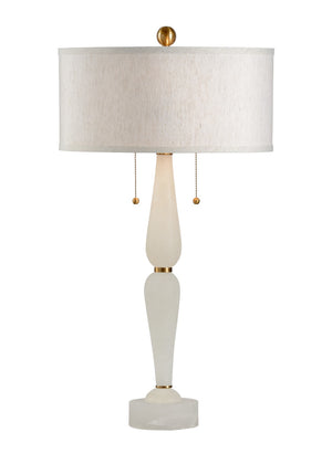Wildwood Adele Alabaster Lamp With Antique Brass Accents, Hourglass Silhouette & Dual Pull-Chain Lights 60622