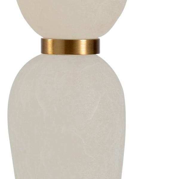 Wildwood Adele Alabaster Lamp With Antique Brass Accents, Hourglass Silhouette & Dual Pull-Chain Lights 60622