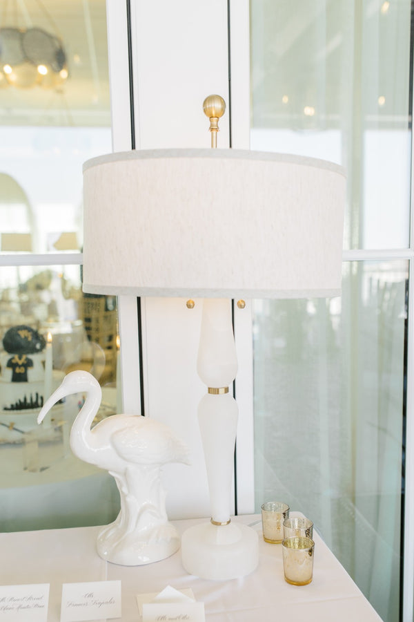 Wildwood Adele Alabaster Lamp With Antique Brass Accents, Hourglass Silhouette & Dual Pull-Chain Lights 60622