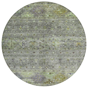 HomeRoots 5' Sage and Gray Floral Indoor Outdoor Area Rug - Stylish, Durable, Washable Design for Any Space 8' Round 606220