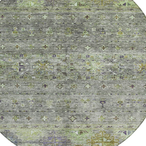 Homeroots 3' Blue And Gray Floral Washable Indoor Outdoor Area Rug – Durable, Stylish, Perfect For Any Space 8' Round Polyester 606220