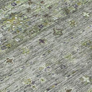 Homeroots 3' Blue And Gray Floral Washable Indoor Outdoor Area Rug – Durable, Stylish, Perfect For Any Space 8' Round Polyester 606220