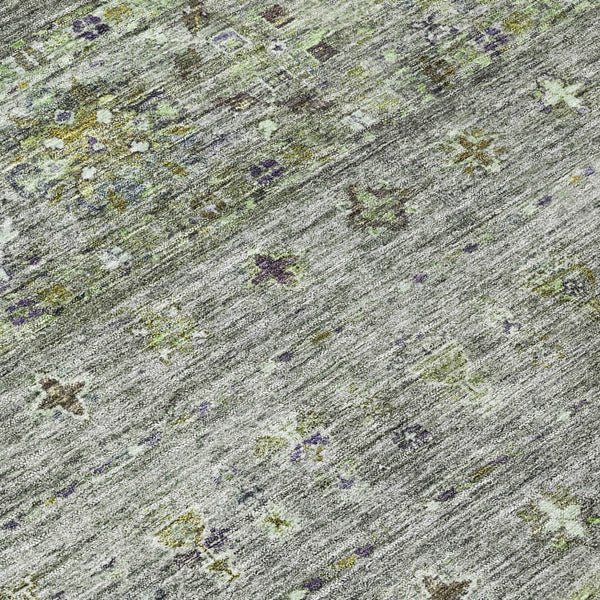 Homeroots 3' Blue And Gray Floral Washable Indoor Outdoor Area Rug – Durable, Stylish, Perfect For Any Space 8' Round Polyester 606220