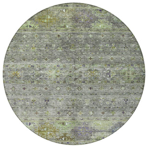 Homeroots 3' Blue And Gray Floral Washable Indoor Outdoor Area Rug – Durable, Stylish, Perfect For Any Space 8' Round Polyester 606220