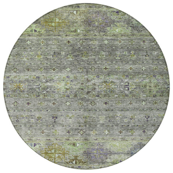 Homeroots 3' Blue And Gray Floral Washable Indoor Outdoor Area Rug – Durable, Stylish, Perfect For Any Space 8' Round Polyester 606220