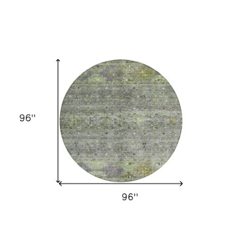 Homeroots 3' Blue And Gray Floral Washable Indoor Outdoor Area Rug – Durable, Stylish, Perfect For Any Space 8' Round Polyester 606220