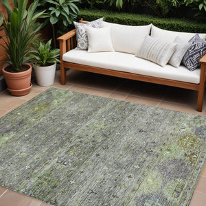 Homeroots 3' Blue And Gray Floral Washable Indoor Outdoor Area Rug – Durable, Stylish, Perfect For Any Space 8' X 10' Polyester 606221