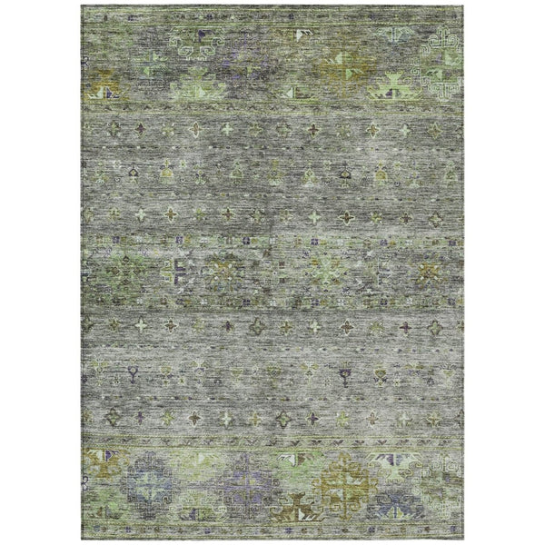 HomeRoots 9' X 12' Sage and Gray Floral Area Rug - Durable, Washable, Indoor/Outdoor Design for Stylish Spaces 606222