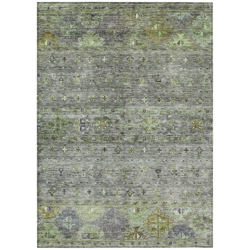 HomeRoots 5' Sage and Gray Floral Indoor Outdoor Area Rug - Stylish, Durable, Washable Design for Any Space 10' X 14' 606223