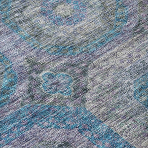 Homeroots 3' Blue And Gray Geometric Washable Area Rug - Stylish Indoor/Outdoor Decor For Any Space 8' X 10' Polyester 606227
