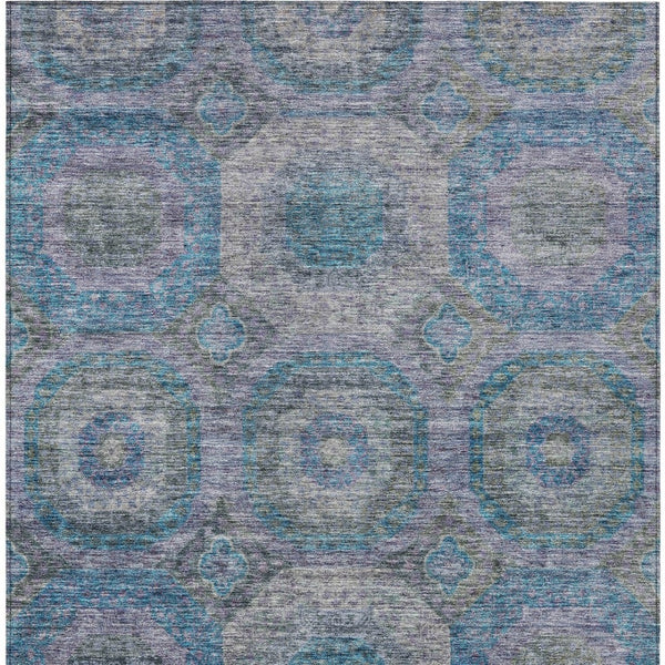 Homeroots 3' Blue And Gray Geometric Washable Area Rug - Stylish Indoor/Outdoor Decor For Any Space 9' X 12' Polyester 606228