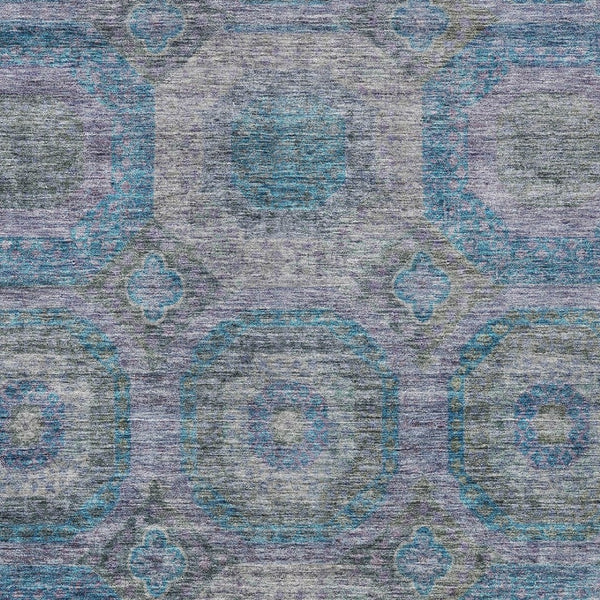 Homeroots 3' Blue And Gray Geometric Washable Area Rug - Stylish Indoor/Outdoor Decor For Any Space 9' X 12' Polyester 606228