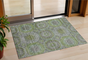 Homeroots 3' Blue And Gray Geometric Washable Area Rug - Stylish Indoor/Outdoor Decor For Any Space 3' X 5' Polyester 606230