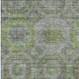 Homeroots 3' Blue And Gray Geometric Washable Area Rug - Stylish Indoor/Outdoor Decor For Any Space 5' X 8' Polyester 606231