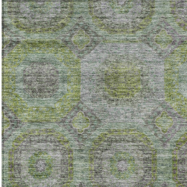 Homeroots 3' Blue And Gray Geometric Washable Area Rug - Stylish Indoor/Outdoor Decor For Any Space 5' X 8' Polyester 606231