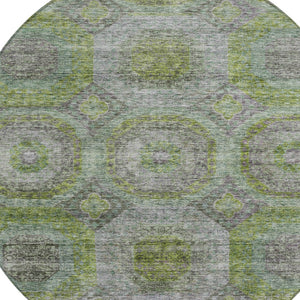 Homeroots 3' Blue And Gray Geometric Washable Area Rug - Stylish Indoor/Outdoor Decor For Any Space 8' Round Polyester 606232