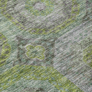 Homeroots 3' Blue And Gray Geometric Washable Area Rug - Stylish Indoor/Outdoor Decor For Any Space 8' Round Polyester 606232