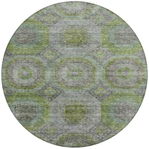 Homeroots 3' Blue And Gray Geometric Washable Area Rug - Stylish Indoor/Outdoor Decor For Any Space 8' Round Polyester 606232