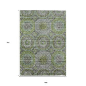 Homeroots 3' Blue And Gray Geometric Washable Area Rug - Stylish Indoor/Outdoor Decor For Any Space 9' X 12' Polyester 606234